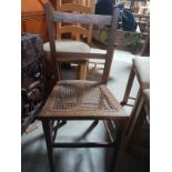 EARLY 20TH CENTURY SIMPLE DESIGN SOLID OAK FRAME, UTILITY CHAIR WITH WOVEN CANE SEAT H X 82 D X 38 W