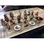 ASSORTED GOEBEL GERMAN HAND PAINTED MINIATURE FIGURES X 16 PEICES