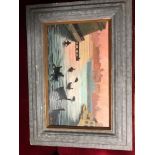 OIL ON BOARD OF SUNSET AT KALKARD GREEK, SIGNED DIANNA FENCH DATED 1957 H X 51 W X 72 CM