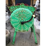 LARGE CAST IRON ANTIQUE AGRICULTURAL IRISH SELF FEEDING ROUTE CUTTER MADE BY RAMFORDS PATENT PERFECT