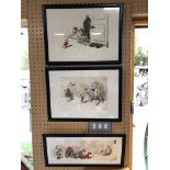 SET OF 3 FRAMED SIGNED PRINTS 'DIRTY DOGS IN PARIS' PRINTS