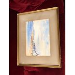 WATERCOLOUR OF BEACH VIEW SIGNED J.K MAXTON H X 45 W 56.5 CM