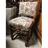 SET OF 4 ANTIQUE WOODEN BARLEY TWIST FRAME CHAIRS WITH CARVED FOLIAGE DETAILS AND ROYAL PATTERN