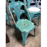 SET OF 10 GREEN METAL CHAIRS