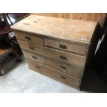 VICTORIAN STRIPPED PINE CHEST OF TWO OVER THREE DRAWERS WITH NUVO STYLE HANDLES H X 92 D X 46 W X