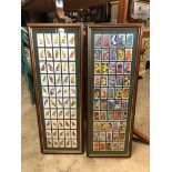 PAIR OF WOODEN FRAMED CIGARETTE CARD SETS. ONE CONTAINING 50 JOHN PLAYER AND SONS AVIARY AND CAGE