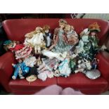 LARGE COLLECTION OF ASSORTED COLLECTIBLE PORCELAIN DOLLS IN DRESS WITH VARIOUS ACCESSORIES