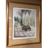 LARGE FRAMED LIMITED EDITION COLOURED PRINT TITLED 'CONSERVATORY ONE' BY PETER EASTHAM H X 99 W X