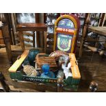 JOB LOT INCLUDING ONE ITALIAN STYLE MUSICAL BOX ON LEGS WITH MARQUETRY INLAY PLUS DVD / CD STORAGE -