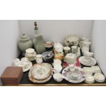 Sundry china, including part Susie Cooper set, four Belleek ashtrays, miniature green pottery, etc