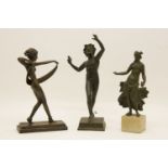 Three Spelter composition and resin figures, highest 32cm (3)