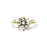 An 18ct gold single stone diamond ring, with a stated weight of 2.54ct, finger size M½