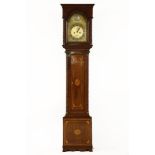 A 19th century oak and mahogany long cased clock, the brass dial with silvered chapter ring and