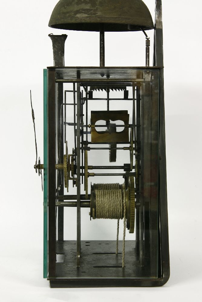 An 18th century Continental eight day hour striking clock movement, pendulum and weights, now - Image 2 of 3