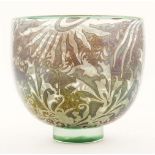 A glass bowl, by Jonathan Harris, with a lustre decorated body, on a low foot, inscribed 'Jonathan