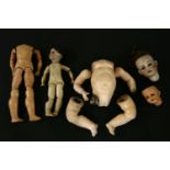 Three part dolls, two bisque heads, one marked FBJ Paris, the other made in Germany, Armand