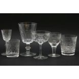 A large collection of 19th century and later drinking glasses, cut glass, etc