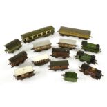 A part set of Hornby O Gauge clockwork part set, including three locomotives, two Pullman coaches,