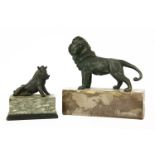 A grand tour type bronze of the uffizi boar on marble plinth base, 10cm x 6cm x 9cm, together with a