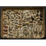 A collection of Britains and J Hill & Co. lead farm series items, wagons, horses, animals, fences,