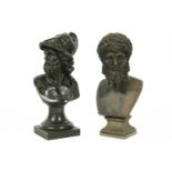 A contemporary bronze bust of a bearded gentleman, after the antique, 24cm high, together with a