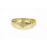 A single stone old European cut star set diamond band ring, with replacement shank, K½