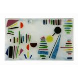 Dominique Conte (Contemporary) A modern abstract coloured glass panel, unsigned 47cm x 76cm