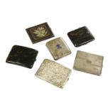 Six assorted cigarette cases, including an Arts & Crafts rectangular cigarette case with