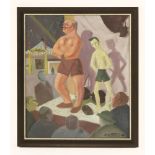 *Jean Paul Le Verrier (French, 1922-1996)CIRCUS STRONG MANSigned and dated 46 l.r., oil on