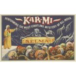 'KAR-MI Performing the Most Startling Mystery of All India' poster,c.1920s, American stone
