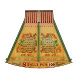 A funfair 'Roll-o-Ball' game,mid-20th century, a large painted wood funfair game,155 x 144cm