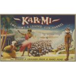 'KAR-MI Swallows a Loaded Gun Barrel' poster,c.1920s, American stone lithograph Magic poster,101 x