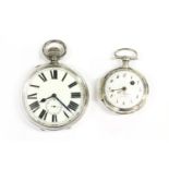 A Continental 935 large pocket watch, stamped '0.935 Brevet SGDG 8 Jours'. 10cm high and another,