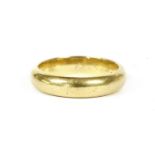 A 22ct gold 'D' shaped wedding ring, hand engraved to interior, Birmingham, Charles Green & Sons,