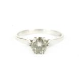 A white gold single stone diamond ring, with a brilliant cut diamond, estimated as approximately 0.