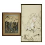 A Collection of ten scrolls, including Chinese and Japanese calligraphy, paintings and prints,