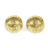 A pair of Hermes gold plated half Zodiac clip on earrings, domed shape with astrology systems.
