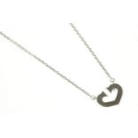 An 18ct white gold Heart of Cartier pendant, a white gold neck chain, and a bolt ring, signed