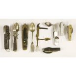 Combination patent folding cutlery,comprising: six knife, fork and spoon sets, three of them with