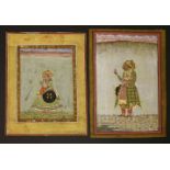 Two Indian miniatures,probably mid-19th century in the 17th century style, watercolours, a king with