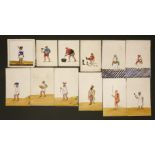 Twelve Indian company watercolours,c.1860, depicting servants,largest 22 x 12cm, andeight Indo-