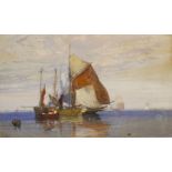 William Roxby Beverly (1811-1889) SAILING BOATS MOORED OFFSHORE Signed and dated 1865 l.l.,