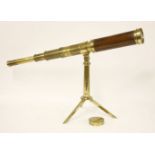 A Dollond four-draw brass and leather table telescope, inscribed 'Dollond London' on tripod,29cm