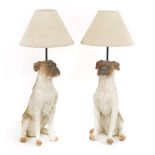 A pair of table lamps,modern, each modelled as a dog, 72cm high (2)