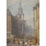 Edgar Thomas Wood (fl.1885-1893)CHEAPSIDE FROM POULTRY, WITH ST MARY-LE-BOWSigned l.l.,