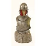 A Cromwellian soldier's armour, mid-17th century, comprising: a lobster tail helmet, a