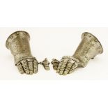 A pair of German(?) fingered gauntlets, mid-16th century, with articulated fingers, hinged thumb