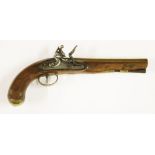 A flintlock pistol, early 19th century, by Harding, the top of the brass barrel stamped 'J. Harding,