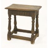 An oak joint stool,47cm wide27cm deep48cm high