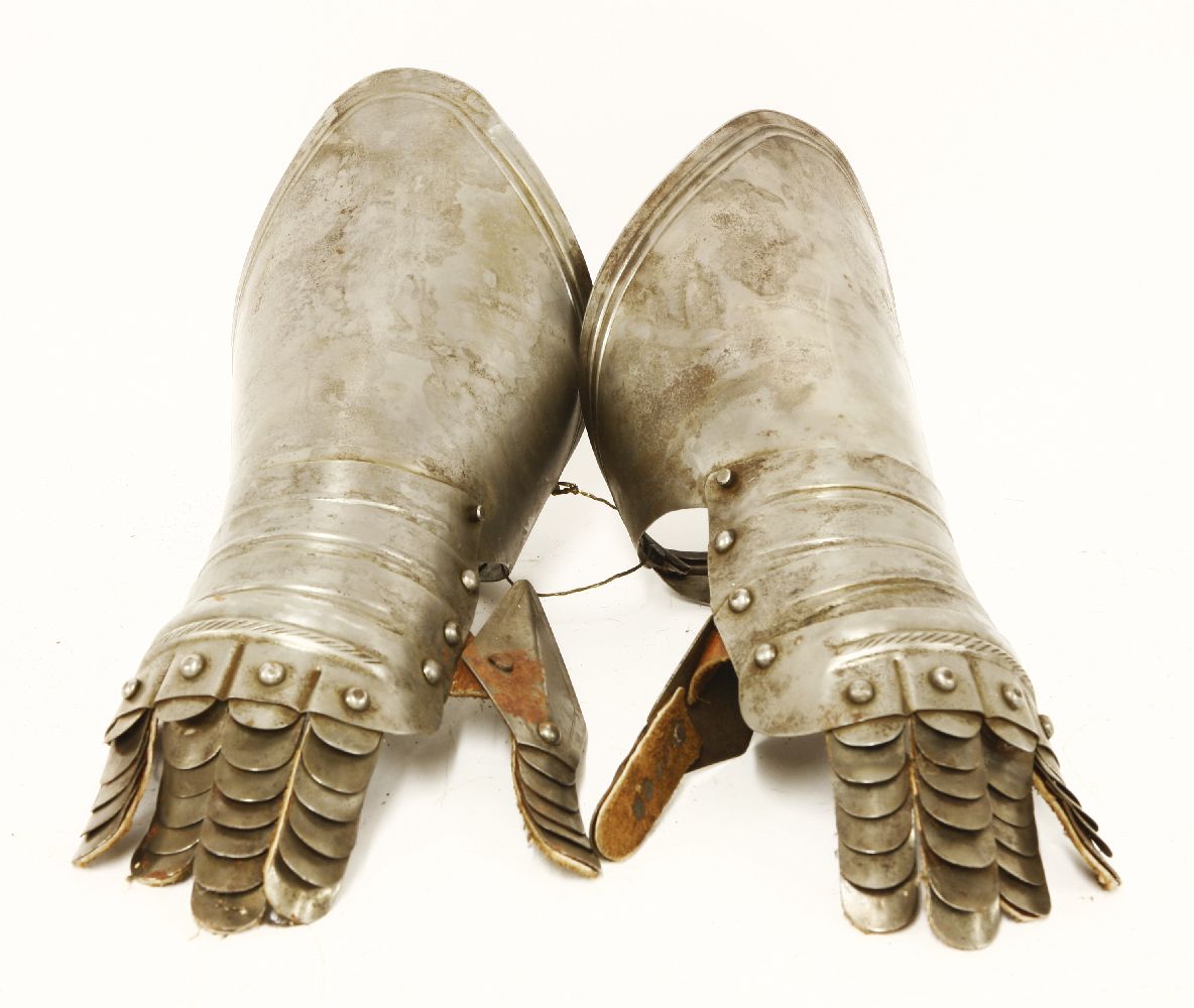 A pair of armour gauntlets,with articulated fingers,37cm long (2)